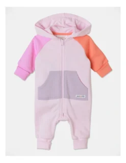 Sasha Colourblocked Hooded Coverall In Navy