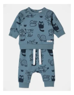 Spike Backyard Animals Top And Pant Sweat In Set Blue