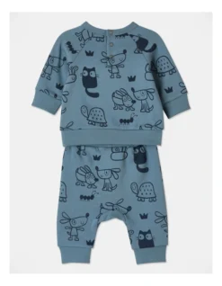 Spike Backyard Animals Top And Pant Sweat In Set Blue -Jack & Milly 965396980 3 2 720x928