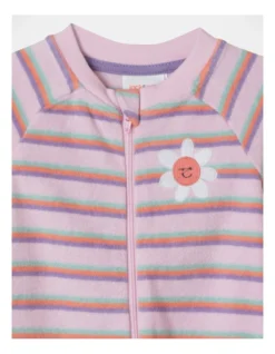 Terry Stripe Coverall With Flower Embroidery In Pink -Jack & Milly 965397970 2 720x928