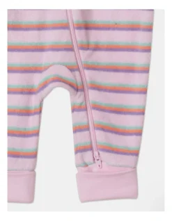 Terry Stripe Coverall With Flower Embroidery In Pink -Jack & Milly 965397970 3 720x928