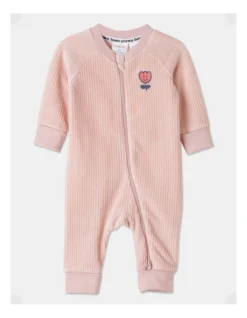 Lee Velour Rib Coverall In Dusty Pink